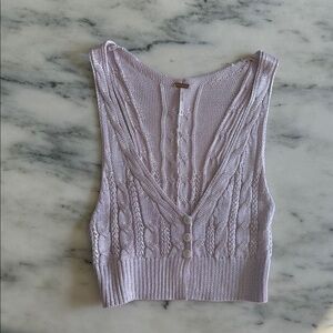 Free People Lilac Cable Knit Crop Top